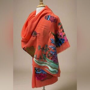 JANAVI CORAL COUTURE STOLE IN CORAL MULTI